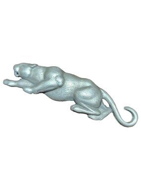 Pewter Panther Brooch Pin Silvertone Cougar Puma Leopard Lioness Cat 2 inch